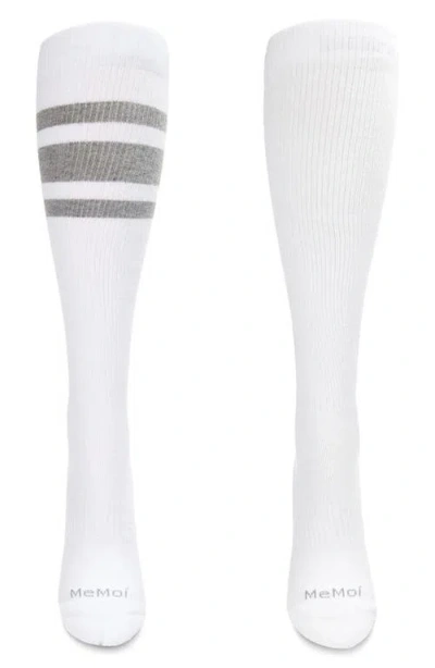 Memoi Assorted 2-pack Knee High Compression Socks In White