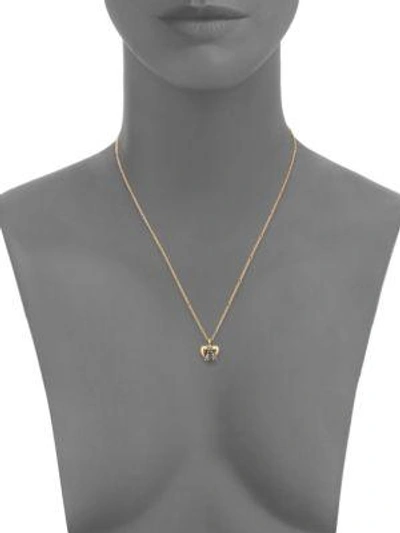 Shop Gucci Bee & Heart Grey Diamond & 18k Yellow Gold Pendant Necklace In Na