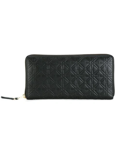 Shop Comme Des Garçons Embossed Flowers Wallet In Black