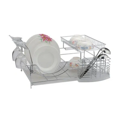 Better Chef 22-inch 2 Tiered Dish Rack With Utensil Caddy In Silver