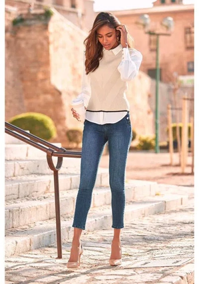 Lascana Knit Patternweater Vest In Neutral