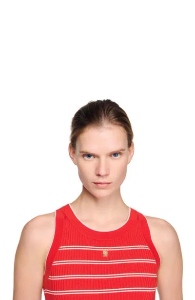 Sandro Striped-pattern Logo-plaque Tank Top In Multi