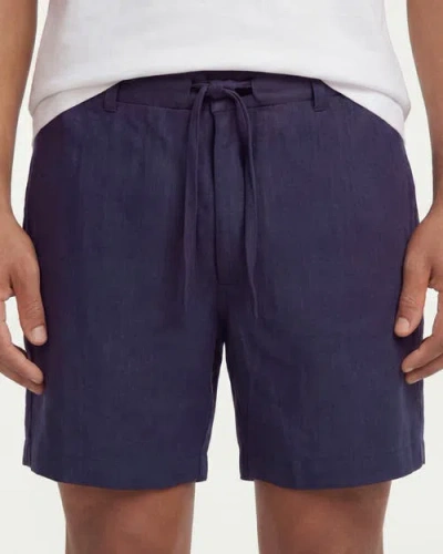 Lords Of Harlech Solid Linen Drawstring Short In Brown