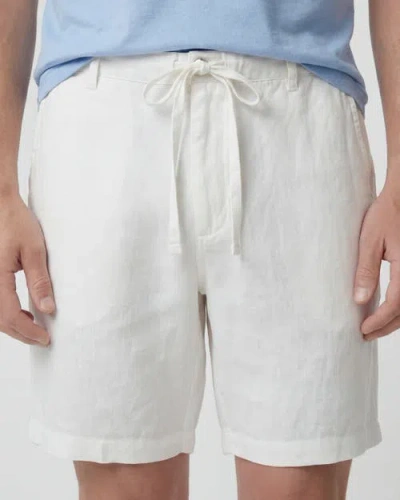Lords Of Harlech Solid Linen Drawstring Short In White
