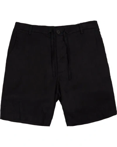 Lords Of Harlech Solid Linen Drawstring Short In Black