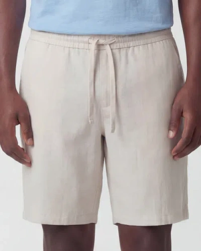 Lords Of Harlech Solid Linen Drawstring Short In Gray