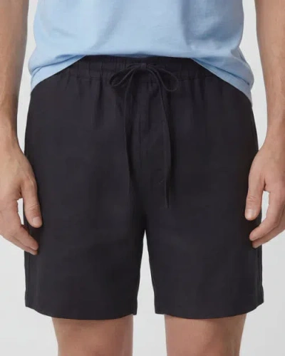 Lords Of Harlech Solid Linen Drawstring Short In Black