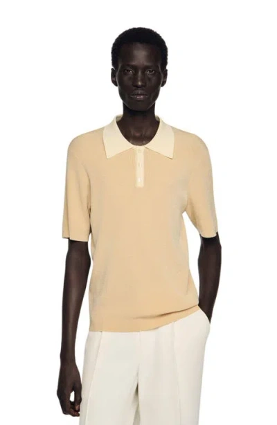 Sandro Buttoned Polo Shirt In Pink