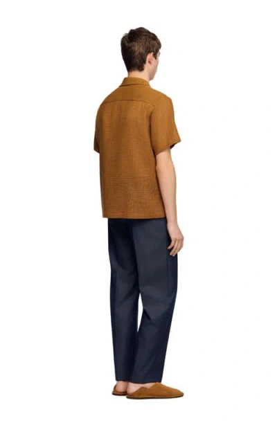 Sandro Openwork Mesh Shirt In Brown