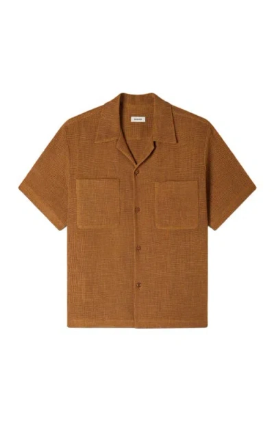 Sandro Openwork Mesh Shirt In Brown