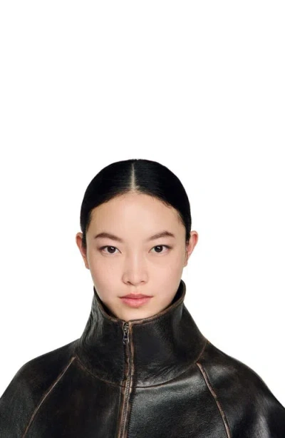 Sandro Jordan Distressed Leather Jacket In Black
