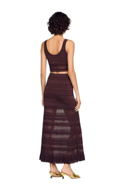 Sandro Andriane Pointelle Knit Maxi Skirt In Brown