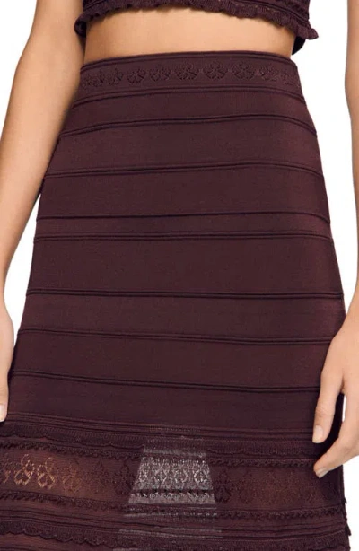 Sandro Andriane Pointelle Knit Maxi Skirt In Brown
