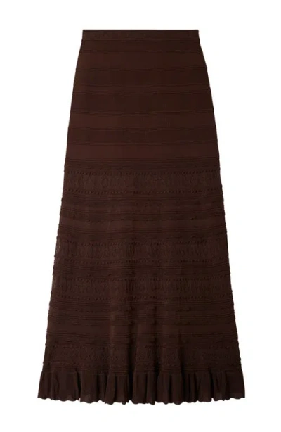 Sandro Andriane Pointelle Knit Maxi Skirt In Brown