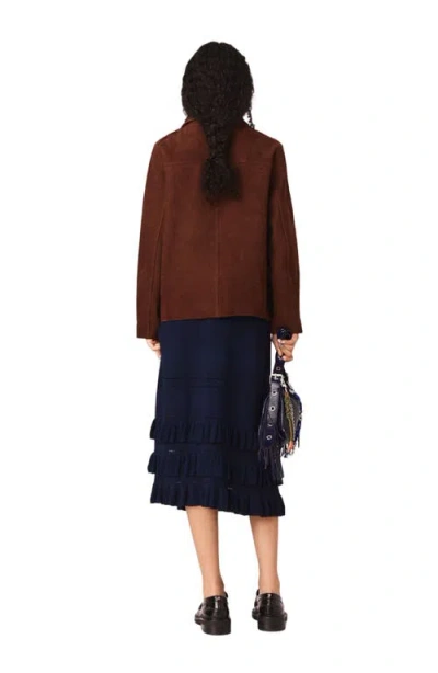 Maje Suede Jacket In Brown