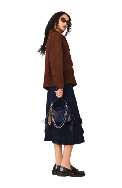 Maje Suede Jacket In Brown