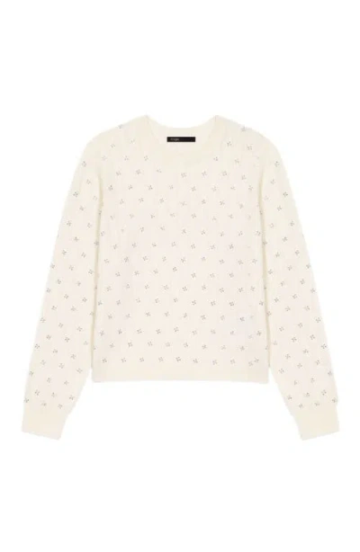 Maje Pull Avec Strass All Over In White
