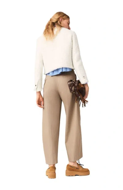 Maje Fringed Buttoned Tweed Jacket In White