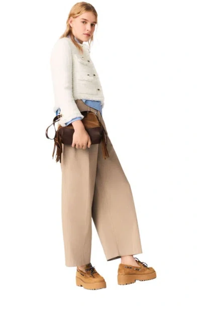Maje Fringed Buttoned Tweed Jacket In White