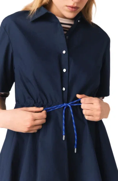 Maje Womens Navy Bubble-hem Short-sleeve Cotton Mini Dress In Blue