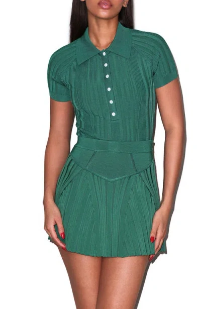 Fleur Du Mal Rib Boxer Flared Skirt Lucky In Green