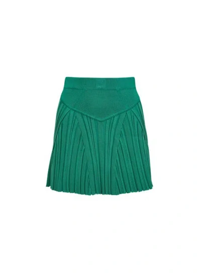 Fleur Du Mal Rib Boxer Flared Skirt Lucky In Green
