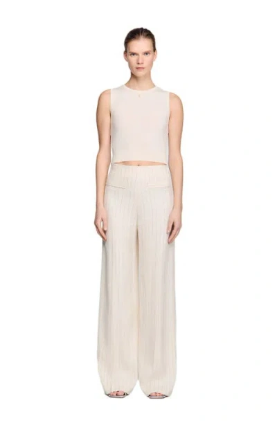 Sandro Striped Trousers In Neutral