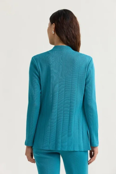 Ming Wang Heritage Multi Texture Knit Jacket In Blue