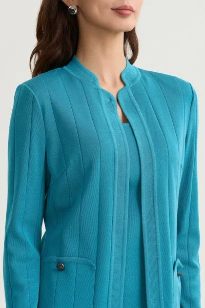 Ming Wang Heritage Multi Texture Knit Jacket In Blue