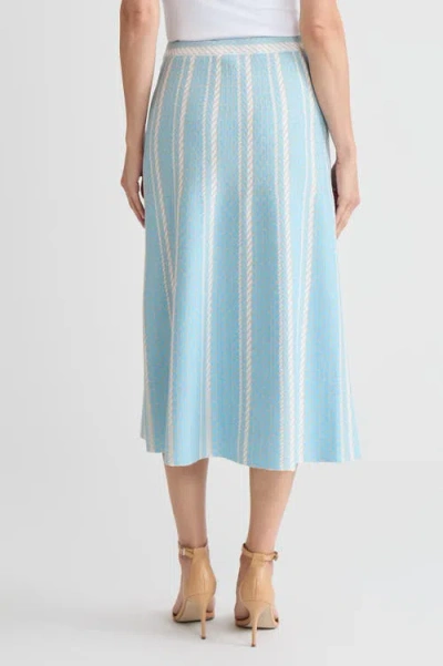 Ming Wang Roadmap Pattern Soft Knit Midi Skirt In Blue