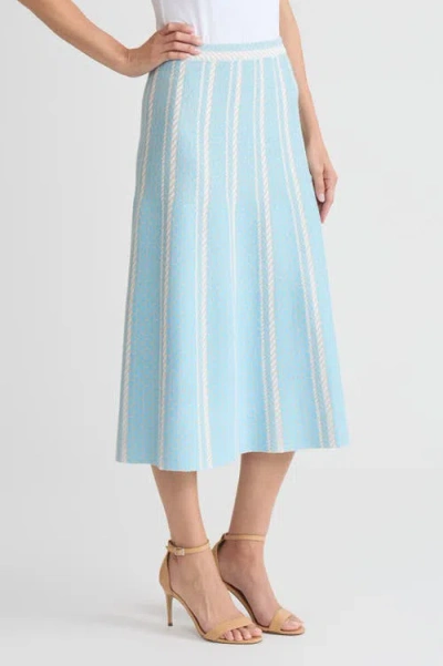 Ming Wang Roadmap Pattern Soft Knit Midi Skirt In Blue