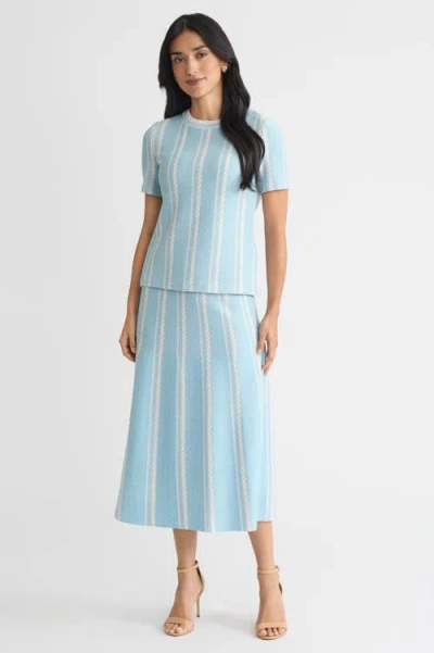 Ming Wang Roadmap Pattern Soft Knit Midi Skirt In Blue