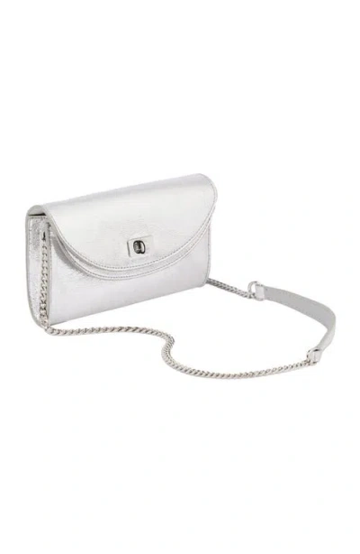 Sandro Mambo Leather Clutch In Silver