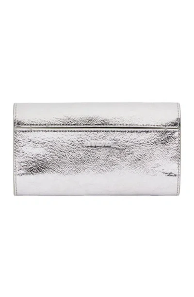 Sandro Mambo Leather Clutch In Silver