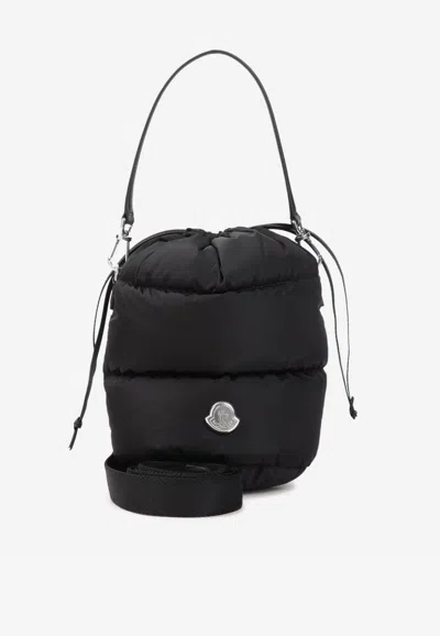 Moncler Caradoc Fabric Bucket Bag With Adjustable Strap In Black
