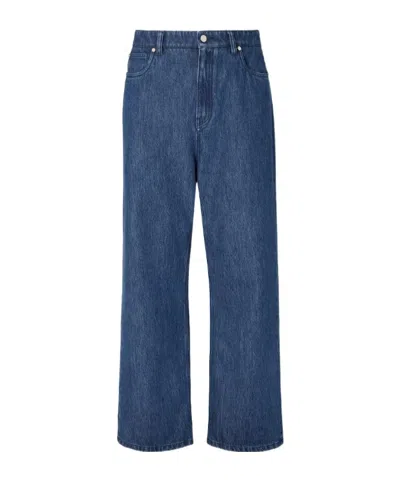 Fendi Leather-patch Jeans In Blue