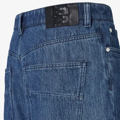 Fendi Leather-patch Jeans In Blue
