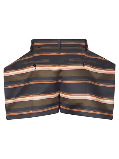 Sacai Horizontal-stripe Shorts In Multi