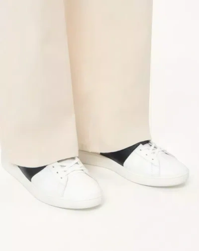 Valentino Blue Calf Leather Bos Taurus Low Top Sneakers In White