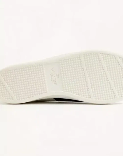 Valentino Blue Calf Leather Bos Taurus Low Top Sneakers In White