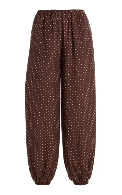 Posse Evie Polka Dot Mid Rise Balloon Pants In Brown