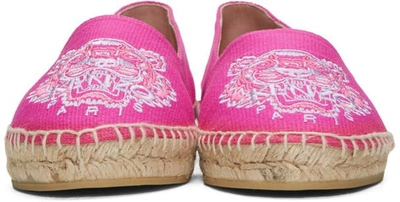 Shop Kenzo Pink Canvas Tiger Espadrilles