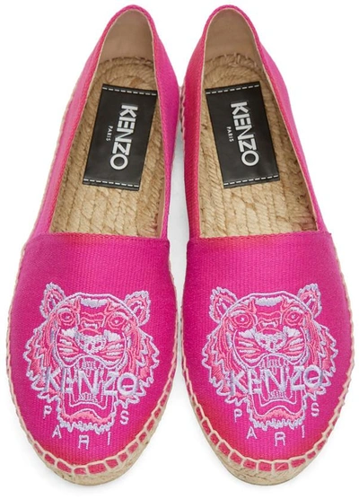 Shop Kenzo Pink Canvas Tiger Espadrilles