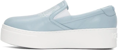 Shop Kenzo Blue Leather Tiger Sneakers