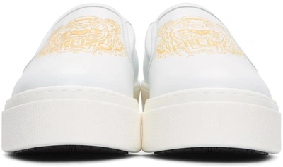 Shop Kenzo White Leather Tiger Sneakers In 01 Blanc