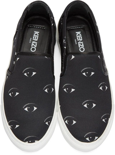 Shop Kenzo Black Eyes Slip-on Sneakers