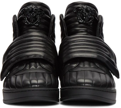 Shop Versace Black Quilted Medusa High-top Sneakers