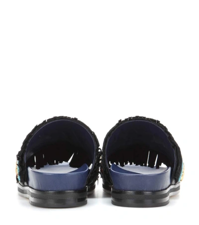 Shop Tory Burch Isle Slide Embellished Slip-on Sandals In Llack