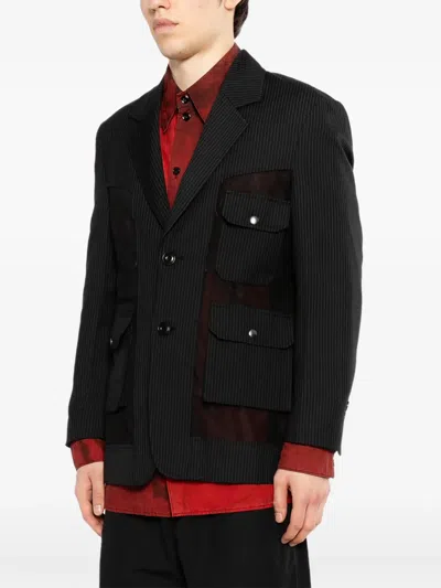 Andersson Bell Pinstripe Patch Pocket Jacket In Black