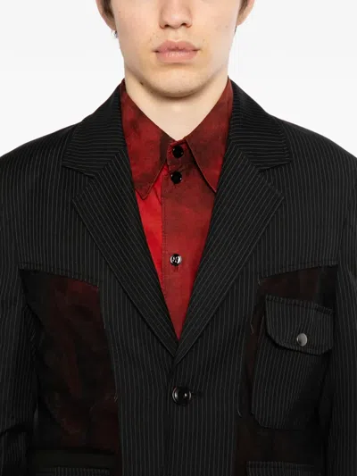 Andersson Bell Pinstripe Patch Pocket Jacket In Black